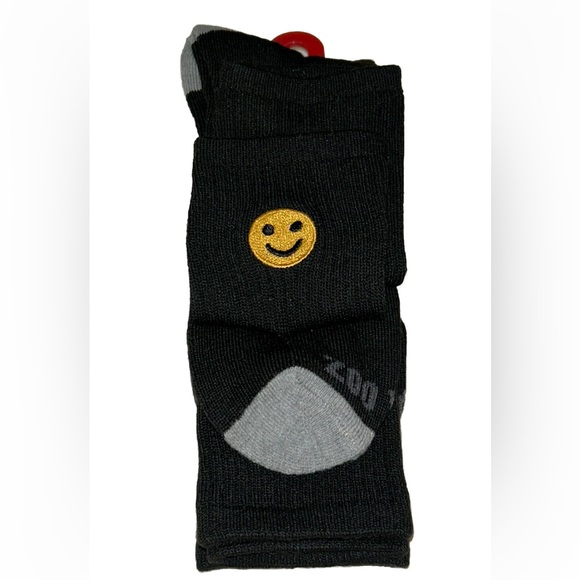 Zoo York Crew Socks 3 Pair Men 6-12 Black w Embroidered Emoji Face Logo Skate NY - Picture 7 of 12